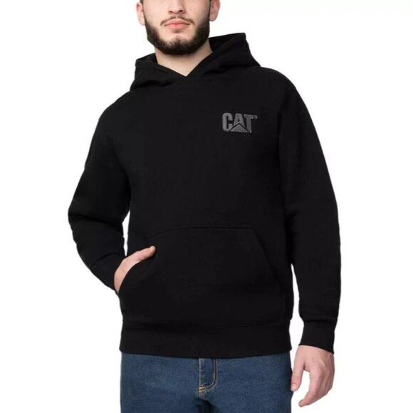 NEW Cat Caterpillar Men's M Black Hoodie Sweatshirt  Pullover Workwear - Picture 1 of 8